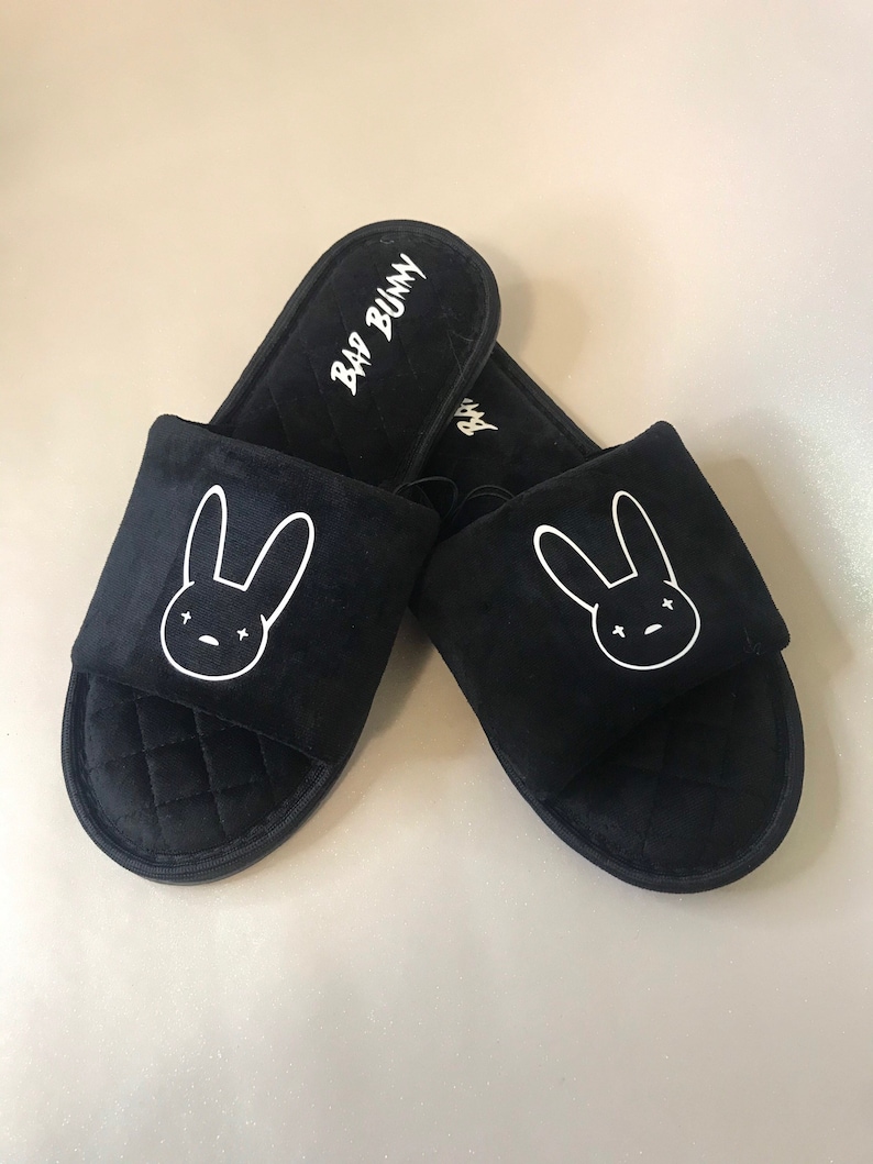black bunny slippers