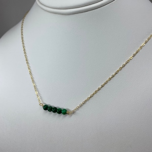 Malachite Beaded Necklace | Dainty Gemstone Necklace | Beaded Bar Necklace | Layering Necklace | Chakra Necklace | Minimal Necklace