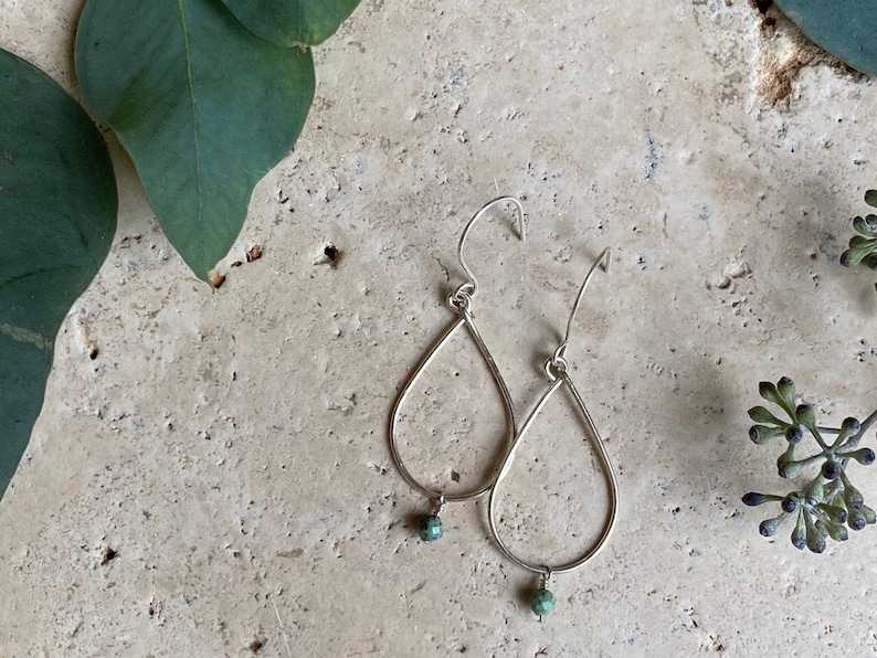 Sterling silver African Turquoise gemstone teardop shaped earrings and necklace set