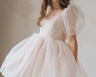 short white fluffy dress