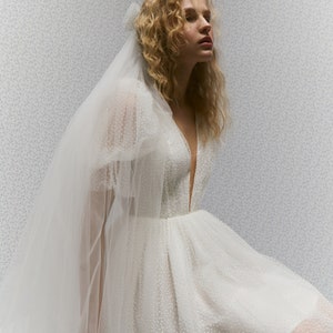 Janet Dress, Dots tulle mini dress, Short wedding dress, Polka Dot wedding dress, Rehearsal dinner dress image 2