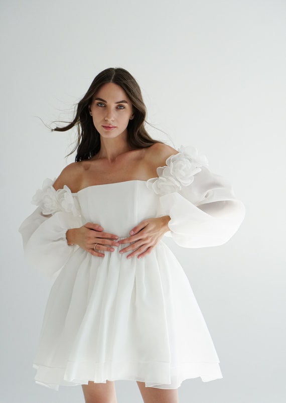 Delicate Floral Flowing White Ruffle Dress Delicate Floral Flowing White Ruffle Dress