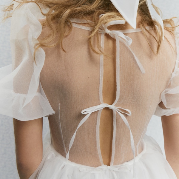 Betty Dress, Bridal Puff dress, Short wedding dress, Engagement dress, Elopement Dress, Second Wedding Dress