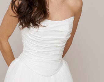 Handmade Taffeta Wedding Corset Colette: Basque Waist Bridal Separates