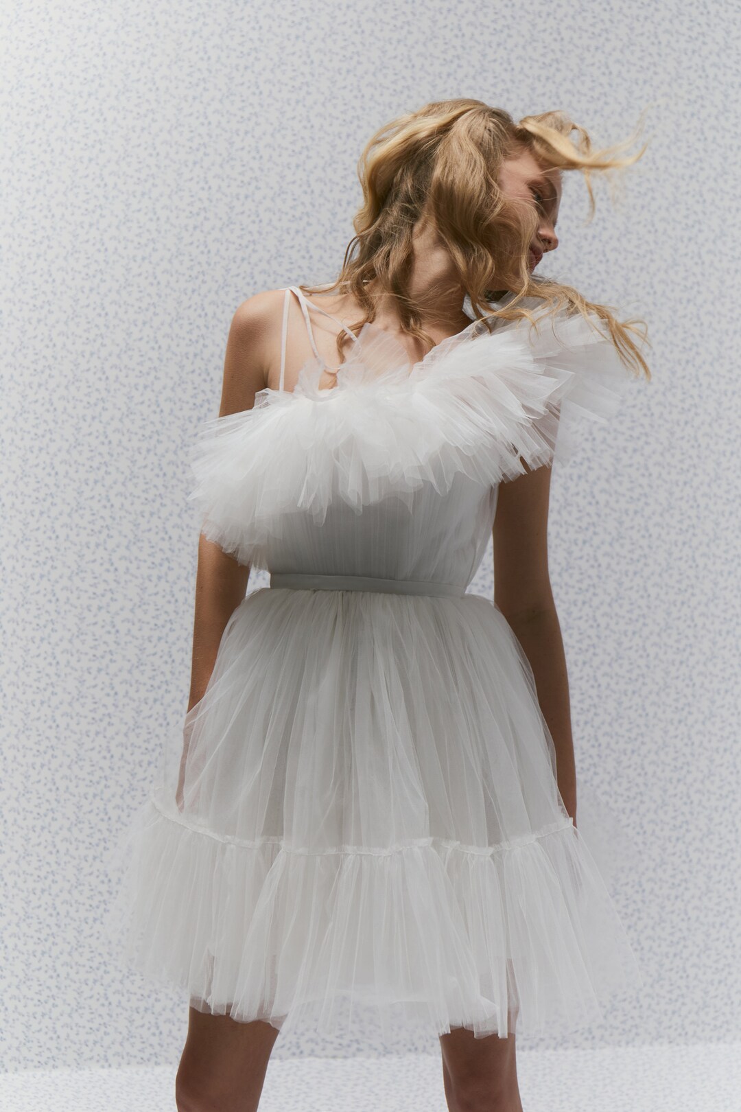 Jill Dress: Short Tulle Wedding Dress With Ruffled One-shoulder