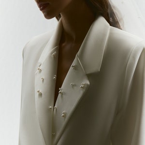 Zoe Wedding Suit, Chic Bridal Suit, Engagement Women Suit, White Wedding Blazer