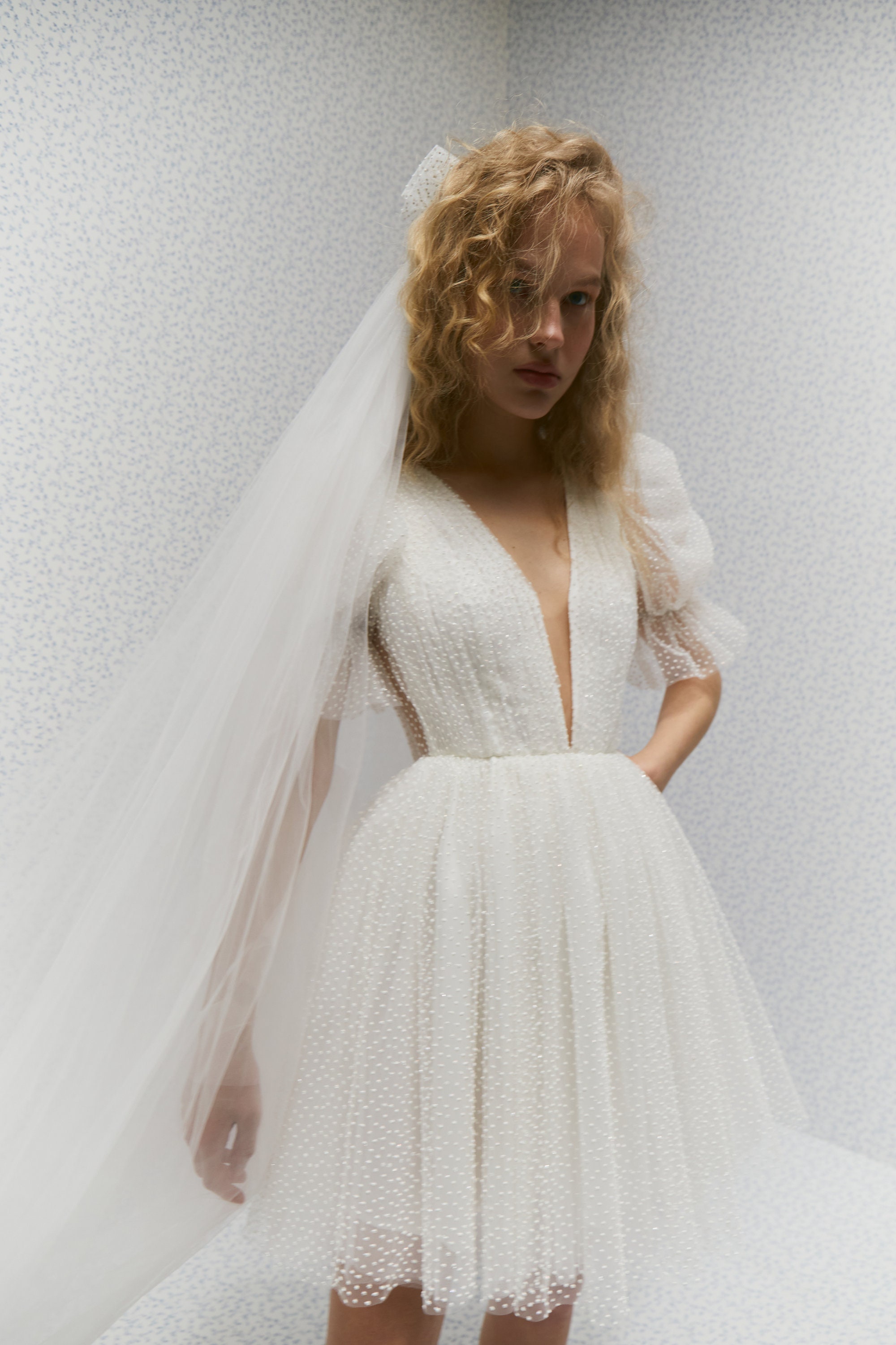 Janet Dress Dots Tulle Mini Dress Short Wedding Dress Polka