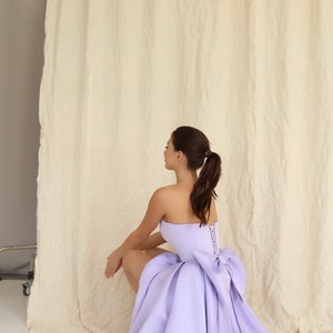 Emily dress with bow in back, short wedding dress with bow, Rehearsal dinner dress, Dramatic bow at back image 4