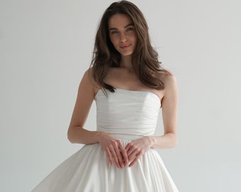 Aletta Dress, Short Wedding Dress, Elopement Dress, Mini Satin Bridal Gown, Reception Dress