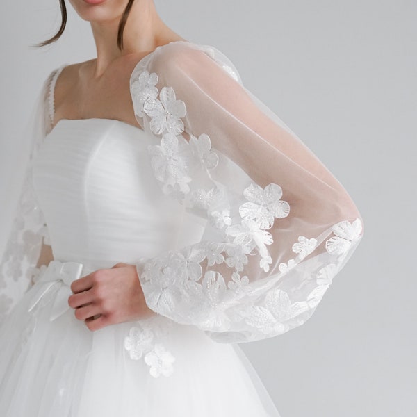 Florence Dress, Short wedding dress with long sleeves, Reception dress, Elopement dress