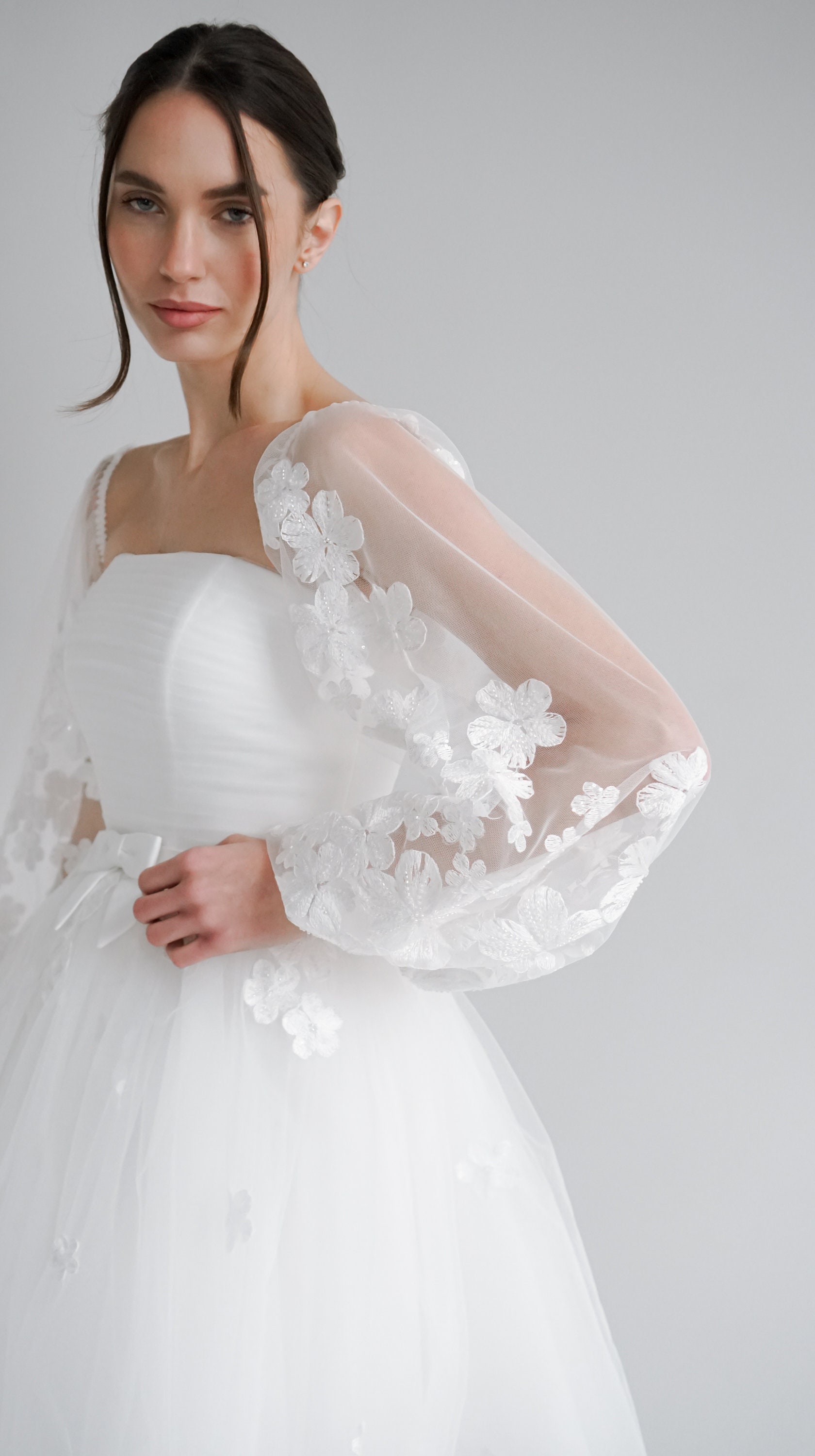 Daniela Lace SHORT WEDDING DRESS. Ivory or White Crochet Lace