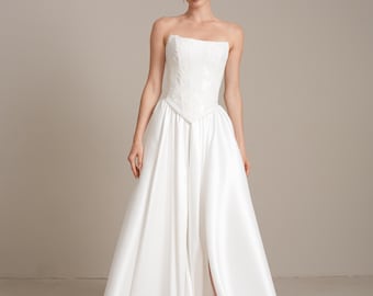 Hydrangea Lace Bridal Corset and Mikado Skirt Set: Modern Wedding Separates
