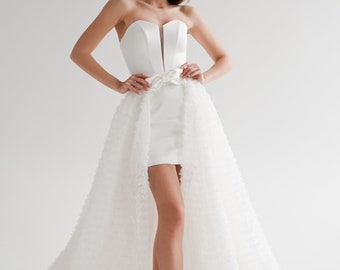 Ann Dress with Chloe skirt, Detachable long wedding skirt, Bridal Dress Separates