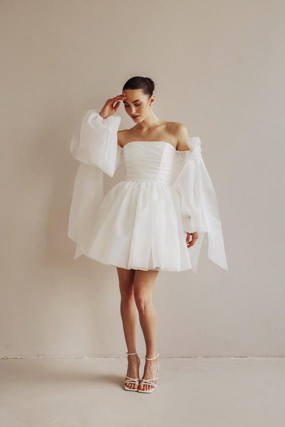 Debra Dress, Short Wedding Dress With Sleeves, Elopement Dress