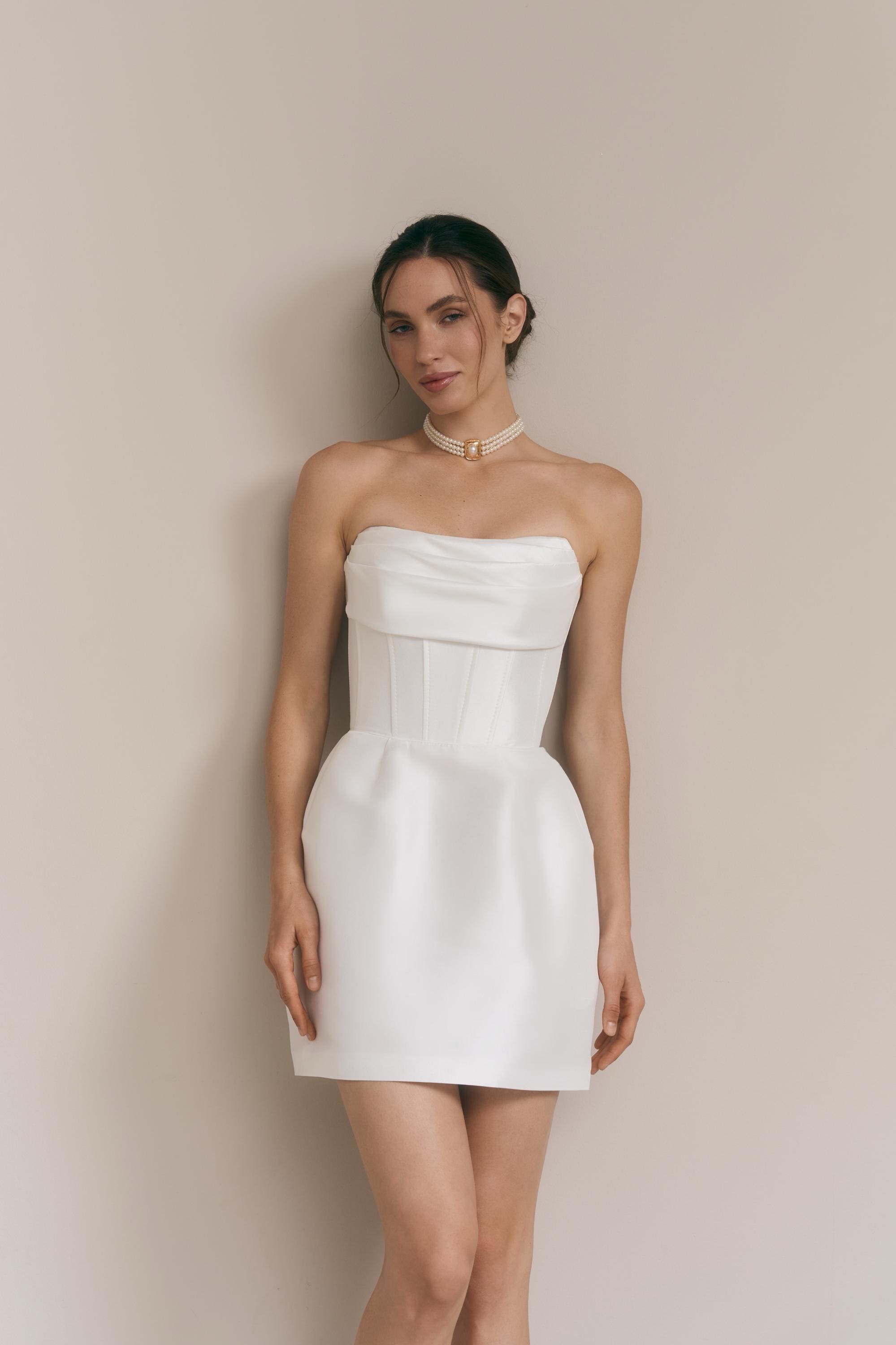 knee length dresses for ladies Mina Strapless Bow Bodycon Mini Dress • American Threads Trendy Boutique Black / S main image 1