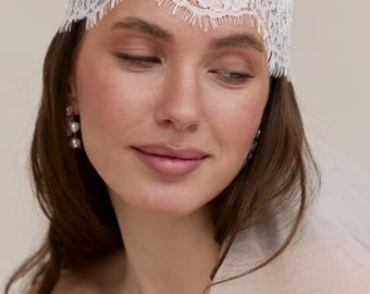 Juliette Cap Bridal Veil, Lace Wedding Cap, Vintage 1920s Style Bridal Headpiece, Alice