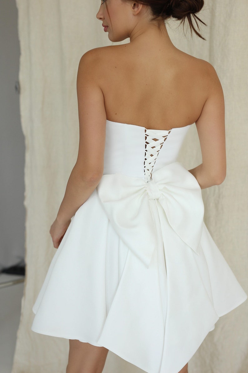 Emily Dress With Bow in Back Short Wedding Dress With Bow - Etsy