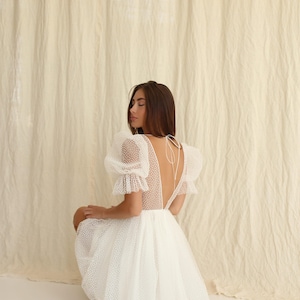 Janet Dress, Dots tulle mini dress, Short wedding dress, Polka Dot wedding dress, Rehearsal dinner dress image 4