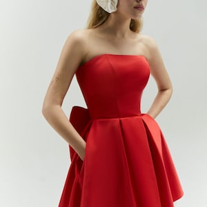 Red Mini Dress with Dramatic Maxi Bow - Elopement Dress