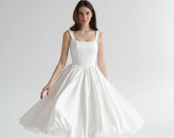 Oriana Dress, Midi Wedding dress, Rehearsal dinner dress