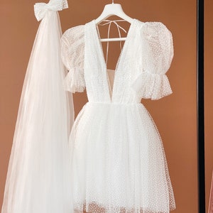 Janet Dress Dots Tulle Mini Dress Short Wedding Dress Polka - Etsy