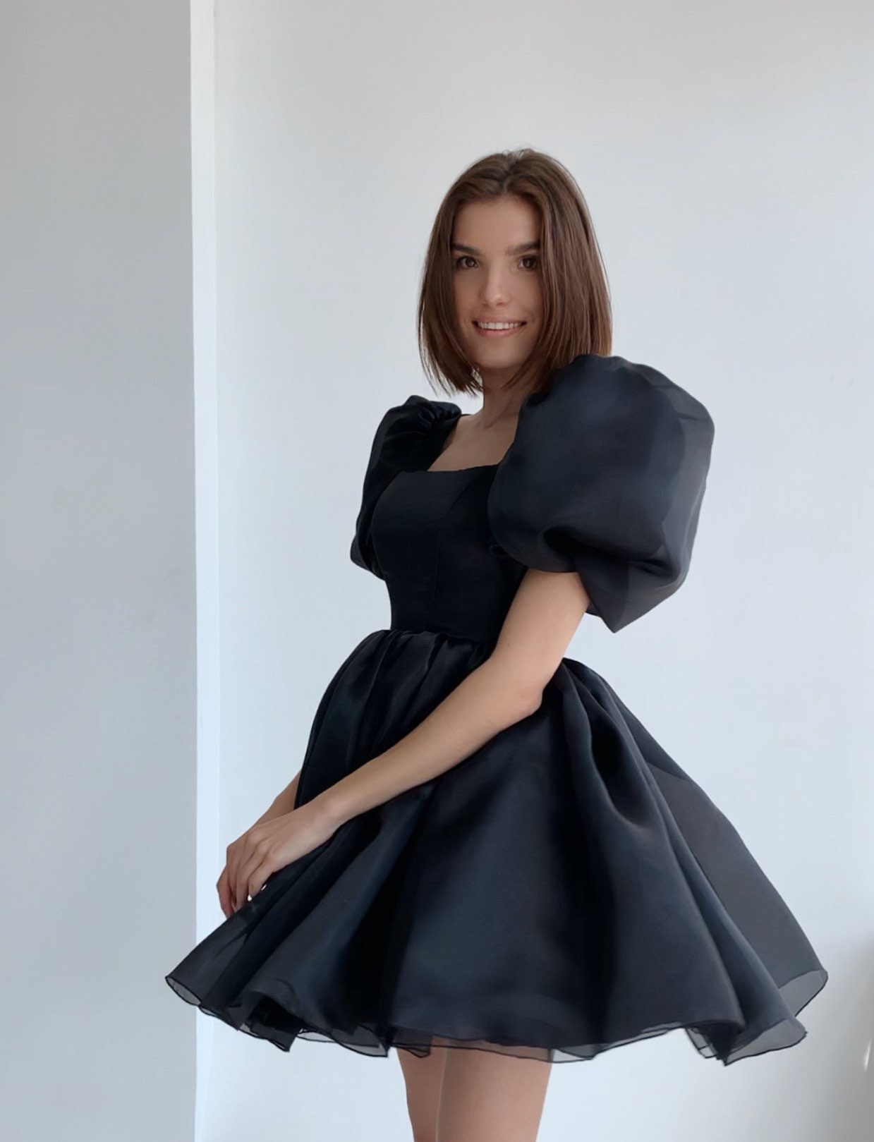 Maria Dress Organza Puff Dress Black 