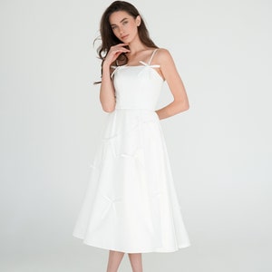 Louise Dress, Midi wedding dress, Tea Length wedding dress, Satin Midi Bridal Dress