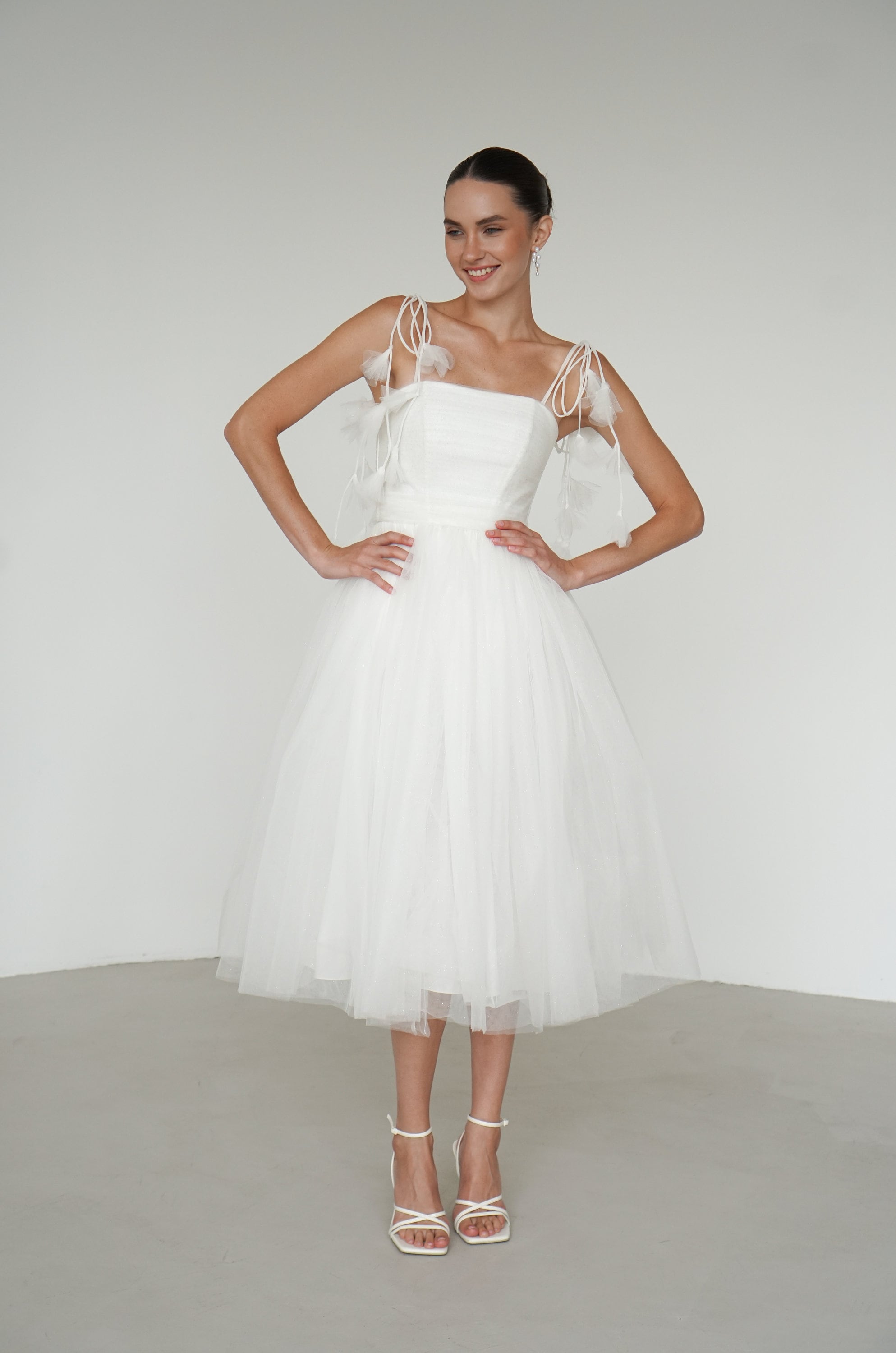 knee length dresses for ladies Tulle Midi Simple Wedding Dress Millie main image 1
