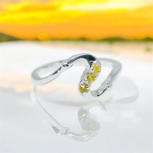 Yellow Zircon Sterling Silver Stacker Ring: April Birthstone