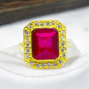 Handmade Red Ruby Ring: 925 Sterling Silver Solitaire Ring