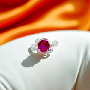 Sterling Silver Ruby Cluster Ring: Round Cut Birthstone Jewelry