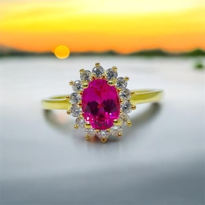 Oval Cut Pink Sapphire 925 Sterling Silver Ring Engagement Ring Wedding Band Handmade Pink Sapphire Gemstone Ring Gifts For Women