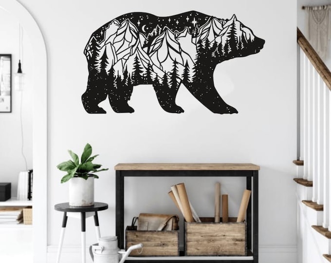 laser cut bear vector wall art