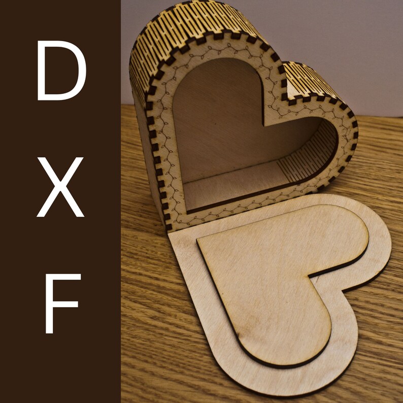 Laser Cut Heart Shaped Trinket Box With Lid 3mm DXF File Etsy