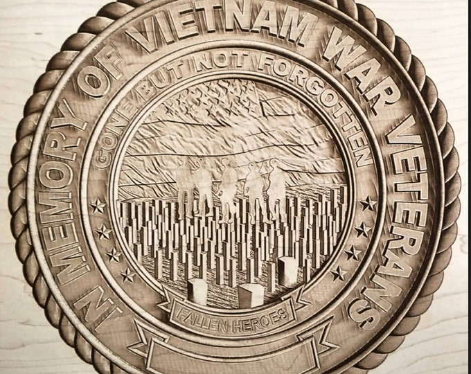 Vietnam war veteran commemorative wooden plaque engraving.