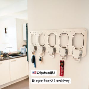 Airplane Seatbelt Key Holder, 5 Hooks, Brushed Aluminum – Ships from USA