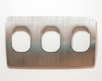 Flugzeugfenster Wanddeko | Aluminium Wandbild Plexiglas | Flugzeugmöbel Geschenk Pilot Luftfahrt