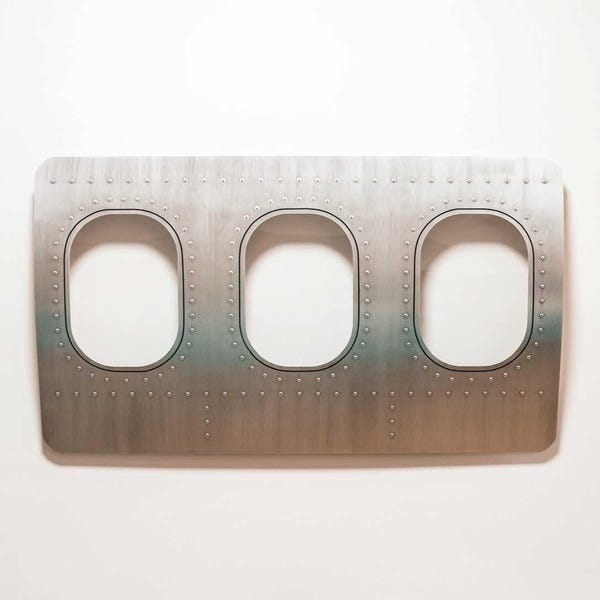 Flugzeugfenster Wanddeko | Aluminium Wandbild Plexiglas | Flugzeugmöbel Geschenk Pilot Luftfahrt