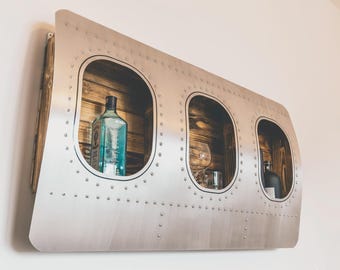Airplane Window Shelf – Aviation Wall Bar Handmade – Aircraft Furniture – Pilot Gift Aviation Decor – Aluminum Wall Shelf