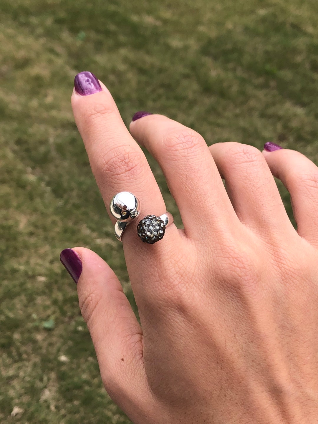 Ball Beaded Ring Silver, Sterling Silver Ball Ring, Geometric Rings