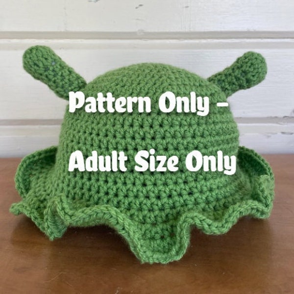 PATTERN Crochet Shrek Bucket Hat  - ADULT SIZED