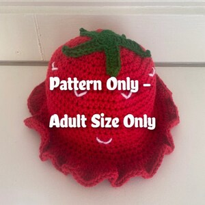 PATTERN Crochet Strawberry Bucket Hat  - ADULT SIZED