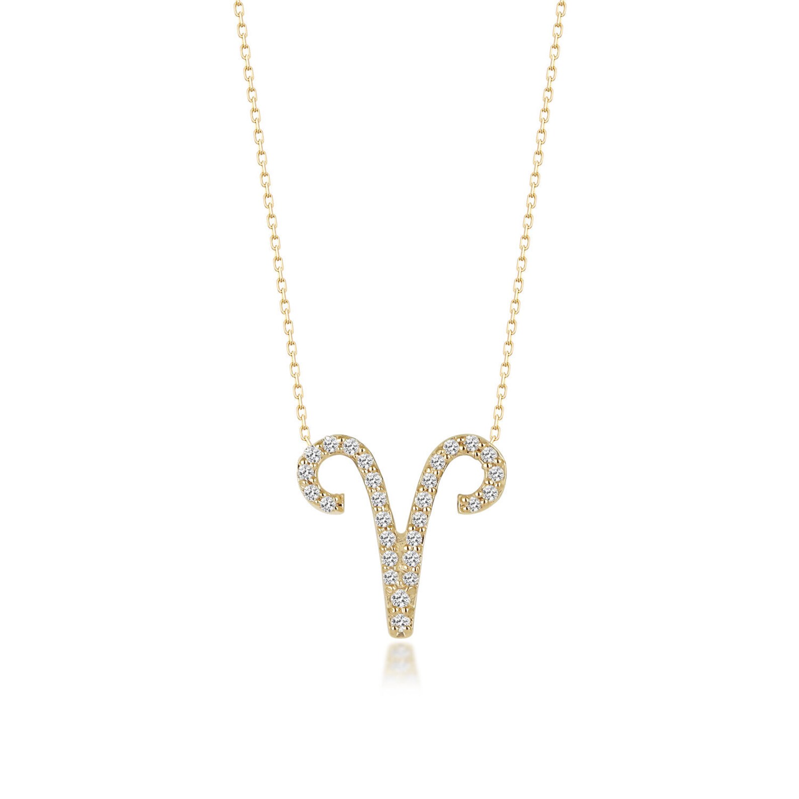 14k Solid Gold Diamond Aries Zodiac Pendant Necklace / Dainty Etsy