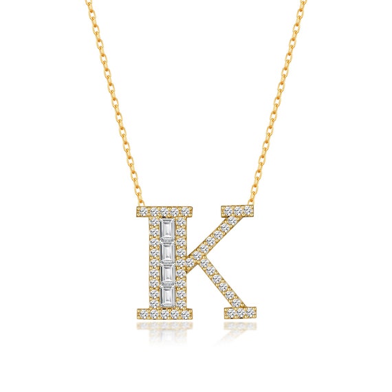 14k Gold Diamond Initial Necklace Name 