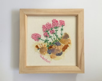 Valerian/ Textile Art/ Wall Art/ Hand embroidery/ Flowers/ Floral embroidery/ Gift/ Stitched/ Nature/ Picture/ Fibre art/ Artwork/ Textiles