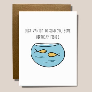 Happy Birthday Wishes [ Fishes ] | Minimal Blank Birthday Card for Someone Special | Excited Celebration Bday fish