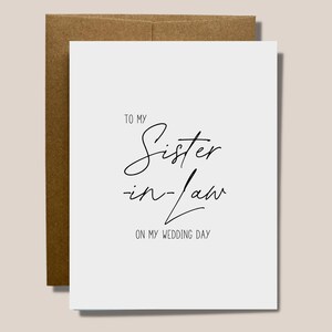 Wedding Day Card to Sister in Law | Card from Bride or Groom