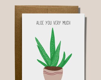 Aloe ( I Love ) You Very Much | Minimal Blank Card for Someone Special | Valentines and Anniversary Card