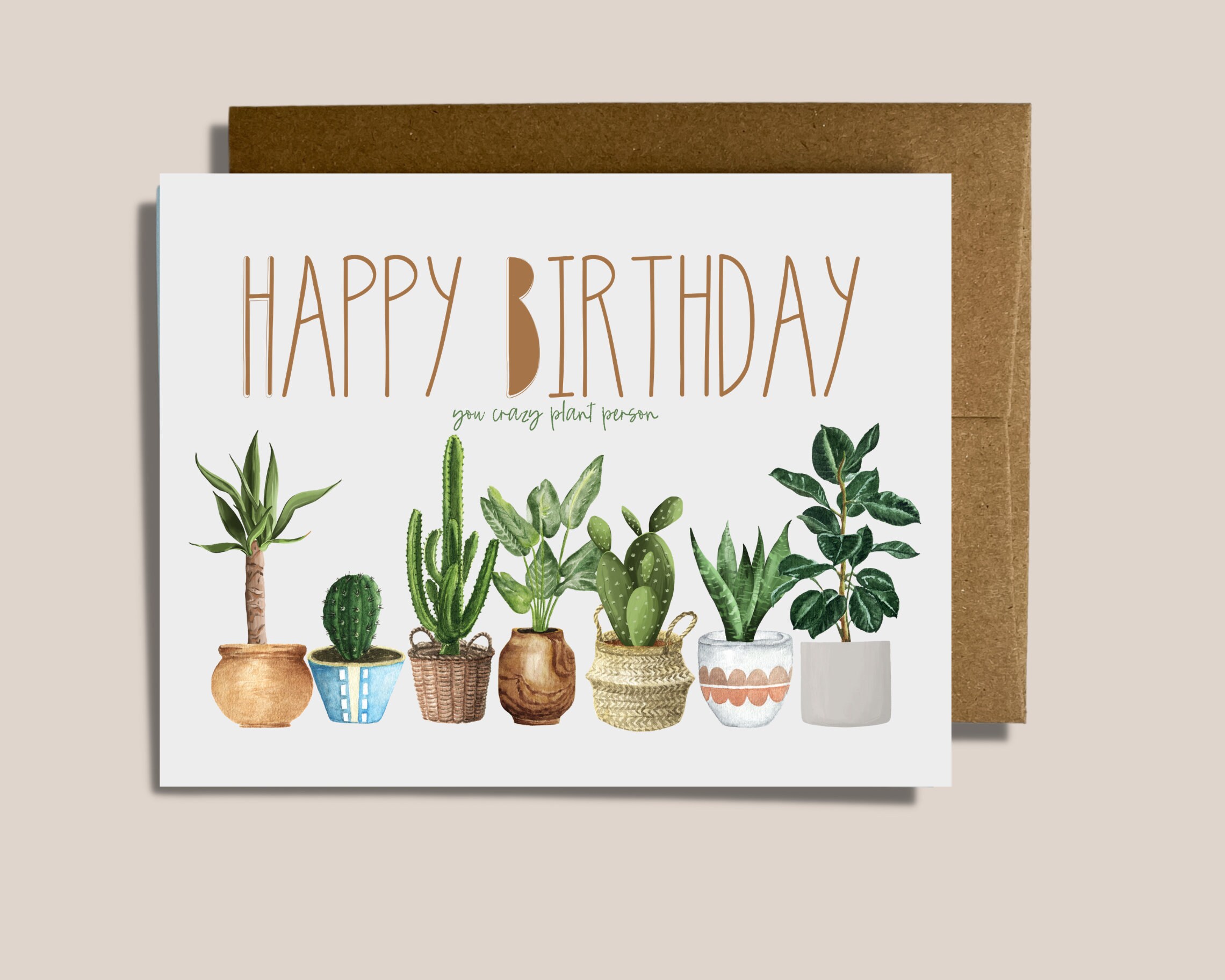 Happy Birthday You Crazy Plant Person Minimale Blanko Etsy