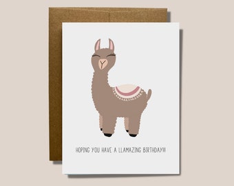 Hoping you have a Llamazing Birthday! | Minimal Blank Birthday Card for Someone Special | Llama Card